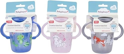 Genérico Vaso de Entrenamiento 360° Antiderrame con Asas, Set de 3 Vasos de aprendizaje Infantil 240ml