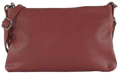 modamoda de T258 Damen Leder Umhängetasche Clutch 25x16x3 cm, handmade in Italy
