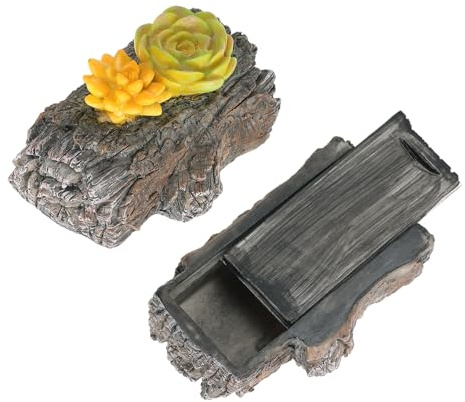 uxcell Fake Rock Hidden Key Box, Hide a Spare Key Waterproof Tree Stump Key Hider, Key Storage Lock Box Stone for Outside Garden Decoration, Brown