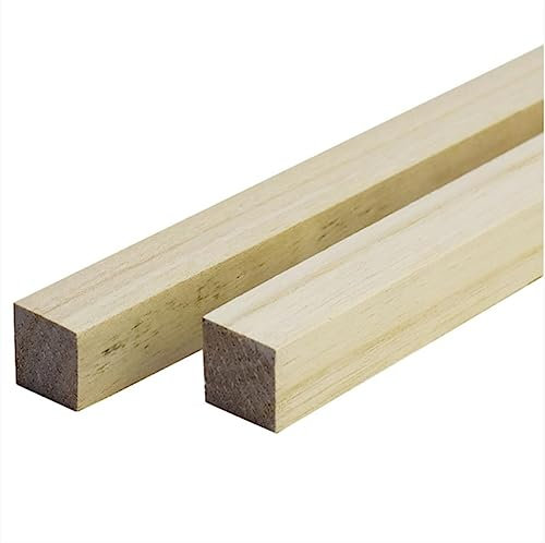 ALMLNLL Holzstäbchen Holzdübel Holzdübelstangen, Länge 400 mm, unbehandeltes Holz, quadratische Stäbe, Holzhandwerksstäbe/8 mm * 8 mm * 400 mm, 20 Stück(8Mm*8Mm*400Mm)