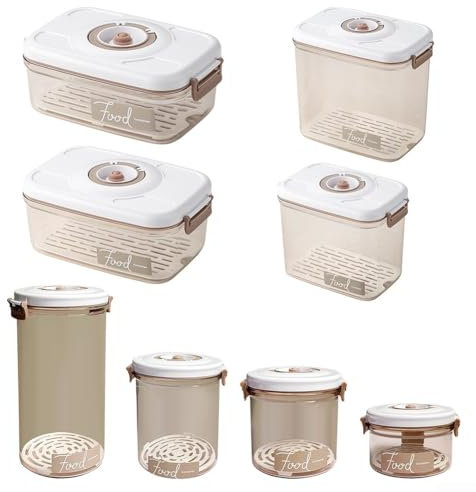 Yuanpgky Contenitore Sottovuoto per Alimenti con Coperchio, Ermetico, Dispenser per Alimenti Freschi, Grande Capacità per Mantenere il Cibo Asciutto e Fresco (1,2 L)