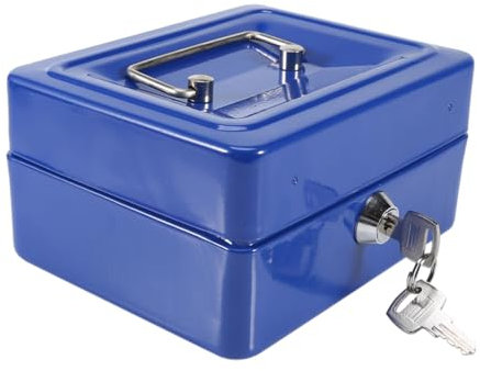 Feuerfeste Box mit Großer Kapazität, Abschließbare Mini-Tresorbox mit 2 Schlüsseln für die Aufbewahrung Im Haushalt Im Home Office (BLUE)