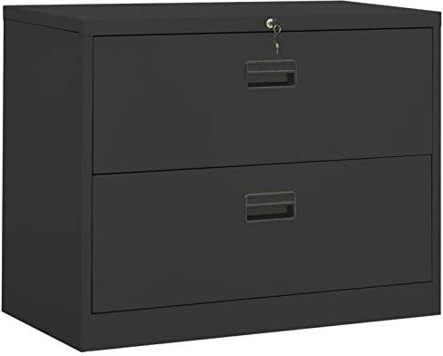 Schwerlastschrank aus Metall mit Schloss Anthrazit Aktenschrank mit Schubladen und Beistelltisch 90x46x72,5 cm Stahlkonstruktion