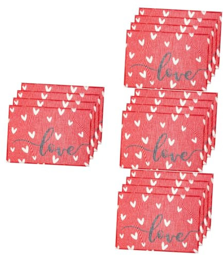 PRETYZOOM 16pcs Dining Table Placemats Grey Washable Heart Design Party Table Mats