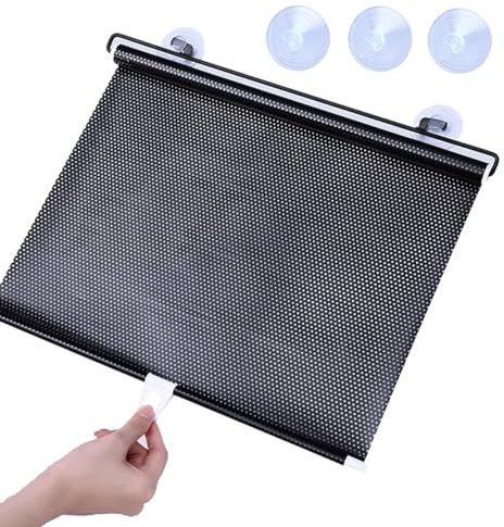 No-Drilling Blackout Blind Shade W 40/45/50/58/68cm Roller Shades for Window Darkening Roller Blinds with Suction Cups Temporary Privacy Roller Curtain(W68xH125cm)