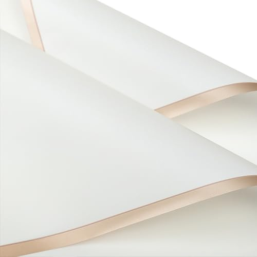 QISF 20 Blatt Blumenstrauß Geschenkpapier - Wasserdichtes Verpackungspapier, Blumenpapier für Geschenkverpackungen, Blumenarrangements, Kunst und Handwerk (Weiß, 58x58cm)