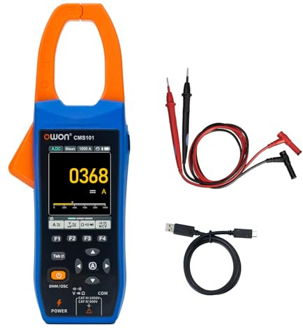 OWON Digitales Zangenmessgerät mit 2,8-Zoll-IPS-LCD-Display, AC/DC-Oszilloskopfunktion 3 in 1, 20000 Counts True RMS Auto-Ranging-Strommessgerät, Bluetooth-Strommessgerät und Oszilloskop (CMS101)