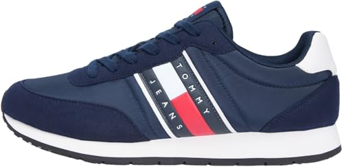 Tommy Jeans Uomo Sneakers Running Classic Runner con Lacci, Blu (Dark Blue), 44