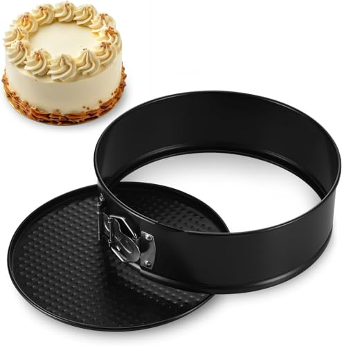 Surviguard Springform Ø 16cm Rund, klein Kuchenform Backform mit Antihaftbeschichtung, Kleine Kuchenbackformen mit Flachboden für Kuchen Backen, Schwarz, 6 Zoll kleine runde Springform mit losem Boden