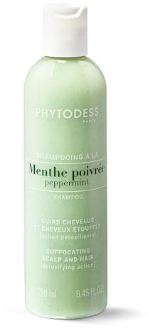 Shampooing à la Menthe Poivrée - Soin Cuir Chevelu et Cheveux Étouffés 250ml - Action Détoxifiante, Fraîcheur et Purification