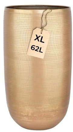Marrakesch Camiel Pot de fleurs XXL en aluminium - 65 cm de haut - Or mat - Pot de fleurs colonne de fleurs 62 l grand rond pour l'extérieur et l'intérieur - Pot de fleurs Camiel pour jardin, balcon