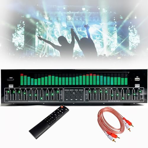 31 Bänder Grafischer Equalizer, Professioneller EQ Equalizer Digitaler Audioprozessor Mit Fernbedienung & Audiokabel, Bluetooth 5.4 Optisch Koaxial Digital Audio Dekodierung, Für Bühne,Tonstudio