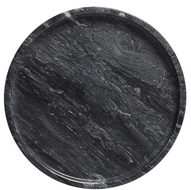 SOLUSTRE Assiette Marbre Naturel pour Bijoux et Desserts Plat Créatif de Service pour Fruits Secs et Apéritifs pour Fête ou Maison Noir