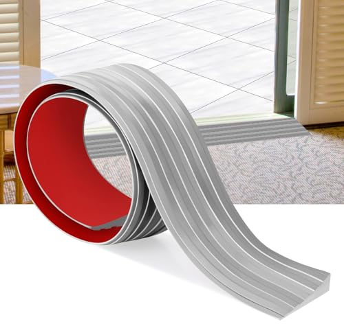 Threshold Ramps Self-Adhesive Rubber Door Threshold Ramp Wheelchair Ramps for Doorways Rubber Threshold Strip for Wheelchair, Robot Vacuum, Scooter & Stroller (Grey, 5cm X 1cm X2m)