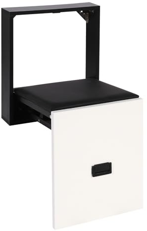 Tabouret mural pliable avec charge de 150 kg, chaise pliante ultra fine, tabouret mural pliable, siège de douche pliable, pour hôpitaux, maisons de retraite, salles de bains, buanderies (noir, L)