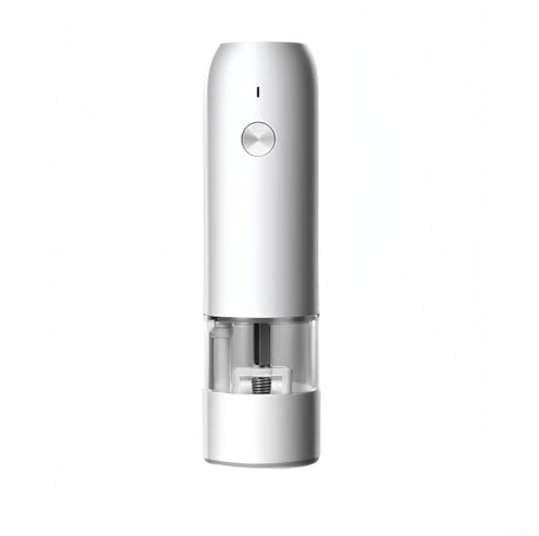 Aprilsunnyzone Moulin à poivre et sel électrique rechargeable par USB - Grosseur réglable - Fonctionnement à un bouton - Moulin à herbes et épices - 17 x 4,8 cm - Blanc
