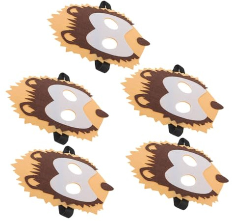 ORFOFE Masques Animaux Design Hérisson Lot de 5 Tissu Non Tissé Demi-Visage Accessoires pour Garçon et Filles Masque de Fête Déguisement Réutilisable Confortable pour Anniversaire Mascarade