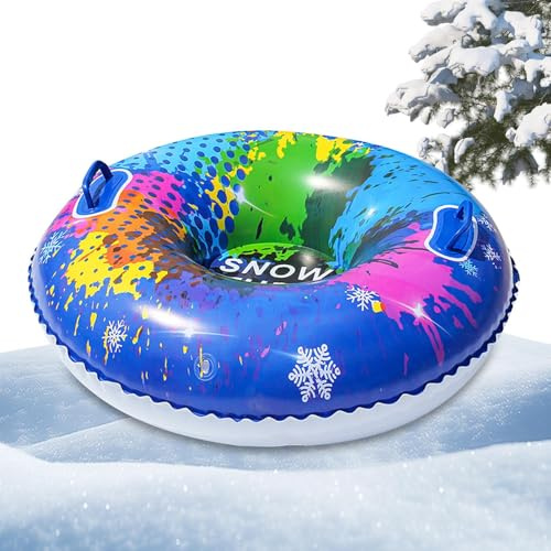 Aufblasbarer Schneeschlitten - 87cm PVC Schlitten Rodel Reifen Schlittens Mit Griffen, Schneereifen Rutschreifen, Aufblasbare Schlittens Snow Tube Für Kinder Und Erwachsen