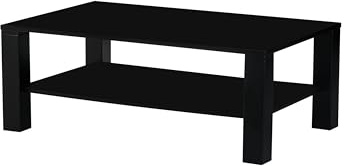 möbelando Couchtisch Romy Schwarz – Moderner Wohnzimmertisch mit Melamin-Tischplatte, praktischer Ablage & Stabiler MDF-Konstruktion – 110x70x41 cm