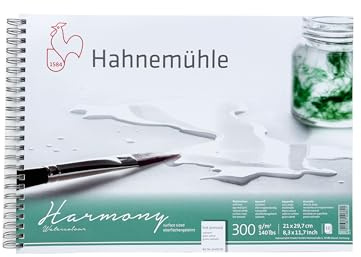 Hahnemühle Harmony Watercolour, satiniert, DIN A4, spiralisiert, 300g/m², naturweiß, 12 Blatt