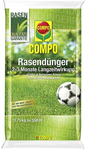 COMPO Rasendünger, Dünger mit 2-3 Monaten Langzeitwirkung, Feingranulat, 13,75 kg, 550 m²