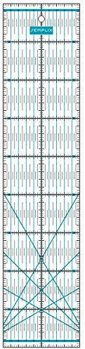SEMPLIX Patchwork-Lineal Quilt-Lineal, transparent, mit cm Skala und Winkelfunktionen, ideal für Patchwork und zum Basteln, 45 x 10 cm (türkis)