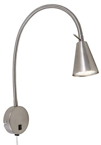 Briloner Leuchten 2082-012 LED, Lampe de lit avec Bras Flexible, Interrupteur Marche/arrêt Inclus, 4 Watt. 400 lumens, 3.000 Kelvin, Nickel-Mat
