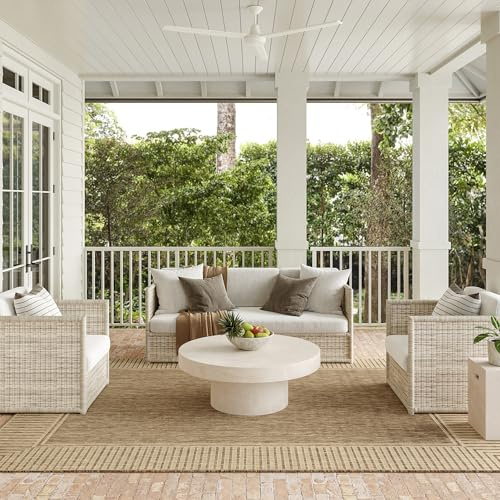 nuLOOM Asha Light Brown Bordered Indoor/Outdoor Area Rug, 3' 6 x 5'