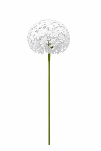 finehomegarden Gartenstecker Allium 20x20cm groß weiß Gartendeko Rankhilfe Metall / 240131