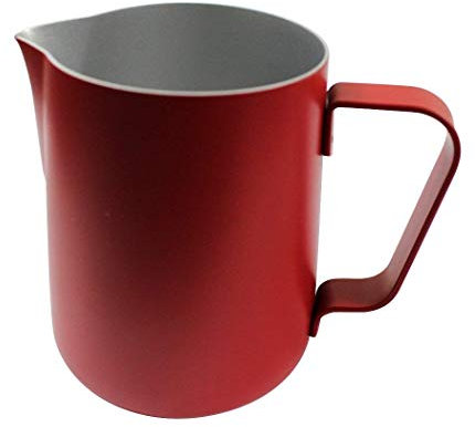 Iwinna Milk Pitcher, Stainless Steel Milk Cup, Good Grip Frothing Pitcher, Coffee Pitcher, Espresso Machines, Milk Frother & Latte Art, 1PCS - Red (600 ML)