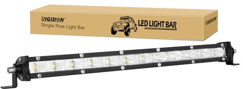 RIGIDON smal enkel rad LED ljuslist bil, 12 V 24 V 13 tum 33 cm 60 W Flood Offroad belysning för SUV ATV, UTV, traktor, lastbilar, fordon, 6000 K vit led dimstrålkastare, led strålkastare