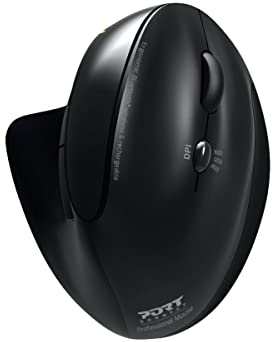 Port Connect Ergonomische Maus, Bluetooth, kabellos, wiederaufladbar, Schwarz