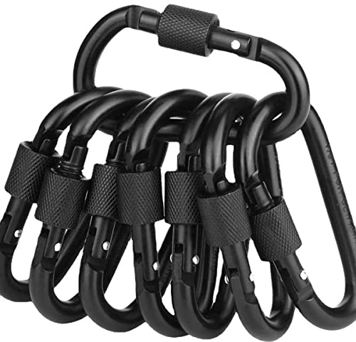 Överlevnad D ring låsande karbinhake ryggsäck nyckelring utomhus vandring camping hängande knäppklämma lås spänne krok verktyg, 8 st 8 cm Svart
