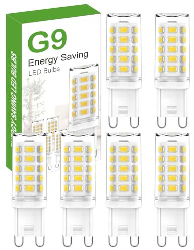 G9 LED Bulb, Cool White 6000K G9 LED Bulbs, 5W 560LM G 9 Capsule Bulb, Non Dimmable Energy Saving Light Bulb for Chandelier, Ceiling Lights, Wall Light, Crystal Lamp, Ceiling Fan Light - 6 Packs