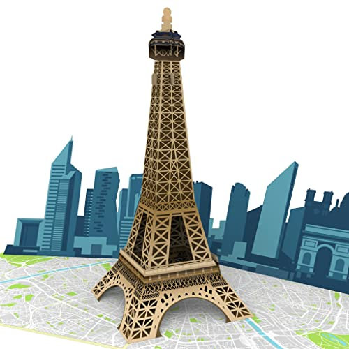 MOKIO® Biglietto Auguri Pop-Up – Torre Eiffel – Biglietto di compleanno 3D per una vacanza in Francia, Biglietto di auguri Parigi