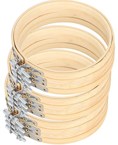 12 Pezzi Telaio Punto Croce 13cm Telaio da Ricamo in Bambù Cerchio Regolabile Anelli a Punto Croce per Ricamo a Mano, Ricamo a Punto Croce, Cucito Artigianale Fai-da-te