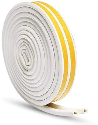 Simple Fix Zugband - Zugluftstopper für Türen - 7.5 Meter x 9MM - D-Profil - Türdichtung - Zugstopper Haustür und Fenster, Windstopper - Tür Dichtungsband Selbstklebend und Isolierend - Weiß