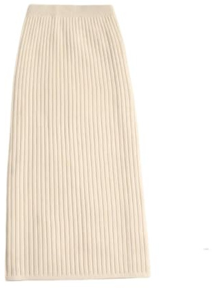 TEidea Damkjolar damtröja kjol: Midi stickad kjol med hög midja, varm och snygg vinterkjol, BEIgE, L