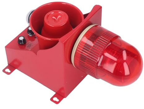 220V Alarme de Sirène Industrielle Alarme de Klaxon Stroboscopique LED à Décibels élevés 130DB Klaxon Stroboscopique LED étanche Alarme Claire et Forte Voyant D'avertissement (Prise UE 220V)