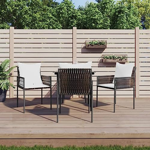 Camerina Gartenstühle mit Kissen 4 STK. Braun 54x61x83 cm Poly Rattan StapelstüHle Garten Balkon Stuhl