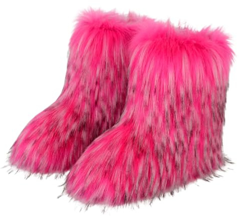 GuyAna Bottes de Neige pour Femmes, Bottes en Fourrure, Bottes d'hiver à Talons Hauts en Fausse Fourrure moelleuses