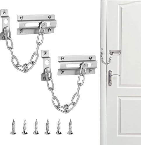 SSKHE Chaîne de porte épaisse en acier inoxydable, entrebâilleur de porte intérieure, serrure de porte en acier inoxydable pour plus de sécurité de porte d'entrée, antivol de porte