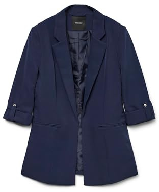 VERO MODA Vmgloria Slim 3/4 Noos, Blazer Bleu Marine, 38 Femmes