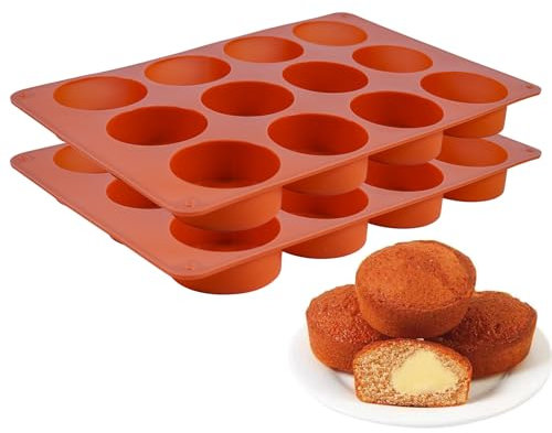 Melearch moldes reposteria, 2PCS molde silicona bizcocho para 12 Magdalenas, Bandejas para Hornear Muffin antiadherente, para donuts, Cupcake, Brownie, sin BPA y apto para lavavajillas