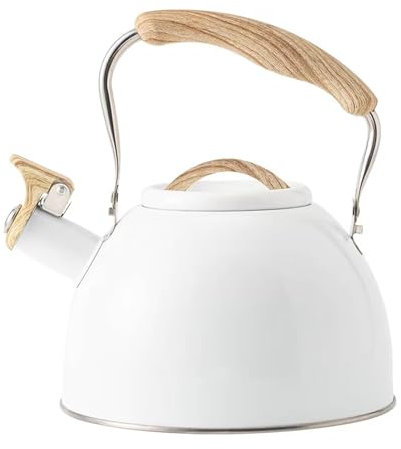 Bouilloire sifflante blanche pour cuisinière à gaz, bouilloire sifflante en acier inoxydable de 3 L, bouilloire à induction, bouilloire à café pour cuisinière à gaz, cuisinière à induction