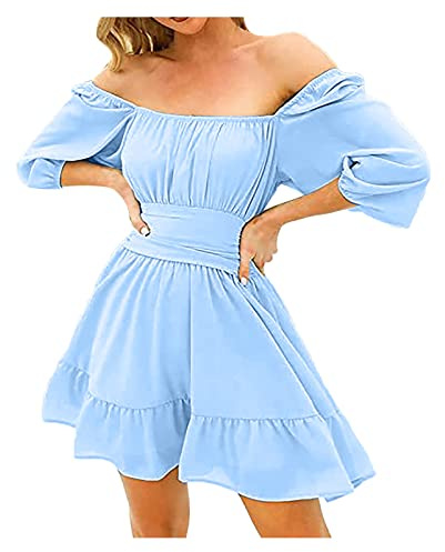 Vhersily Cadeaux 2025 Offres Robe Femme Pirate avec Jupe Pantalon, Manches Bouffantes, Blanc, Robe de Skater, Robe Courte à Lignes, Tunique, Swing, Pirate, Costume pour Femme, Fête, Bl2, S