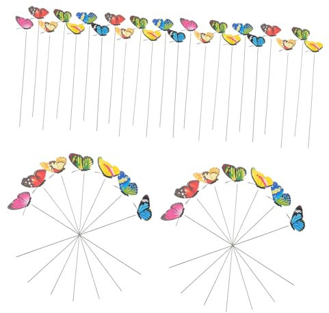 BESPORTBLE 50 Stück Schmetterlings-Ornament Solare Außendekoration Schmetterlingsaufkleber Schmetterlings-kit Basteln Sie Einen Gartenstecker Blumentopfeinsatz Gartendeko Rasenpfahl Plastik