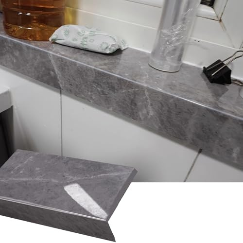 Window Sill Cover Smooth Windowsills Ledge Cover Gray, Decorative Window Protector Board for Door Frames, Wide Household Countertop Replacement Plate for Cement Bay(140x35cm (55 1/8X13 3/4))