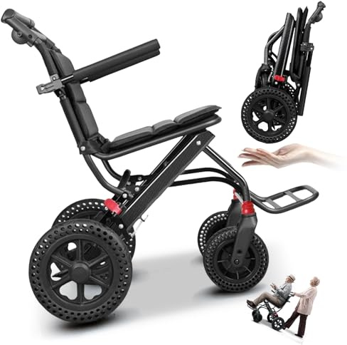 Faltbarer Leichtgewicht Rollstuhl für die Wohnung, Schmaler Manueller Rollstuhl bis 150 kg mit Komfortsitz bremse, Sitzbreite 41 cm, 11 kg