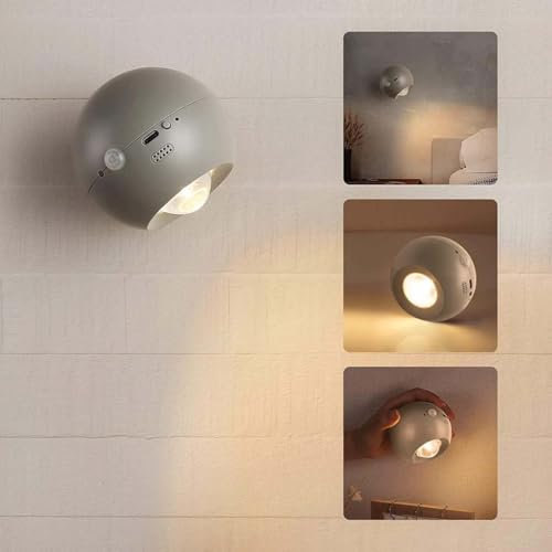 AoLa Lampada da Parete Ricaricabile con rilevatore di Movimento, Luce a Parete dimmerabile a LED con Interruttore a sfioramento Luce da Parete Wireless Ricaricabile USB Magnetica ruotabile